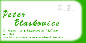 peter blaskovics business card